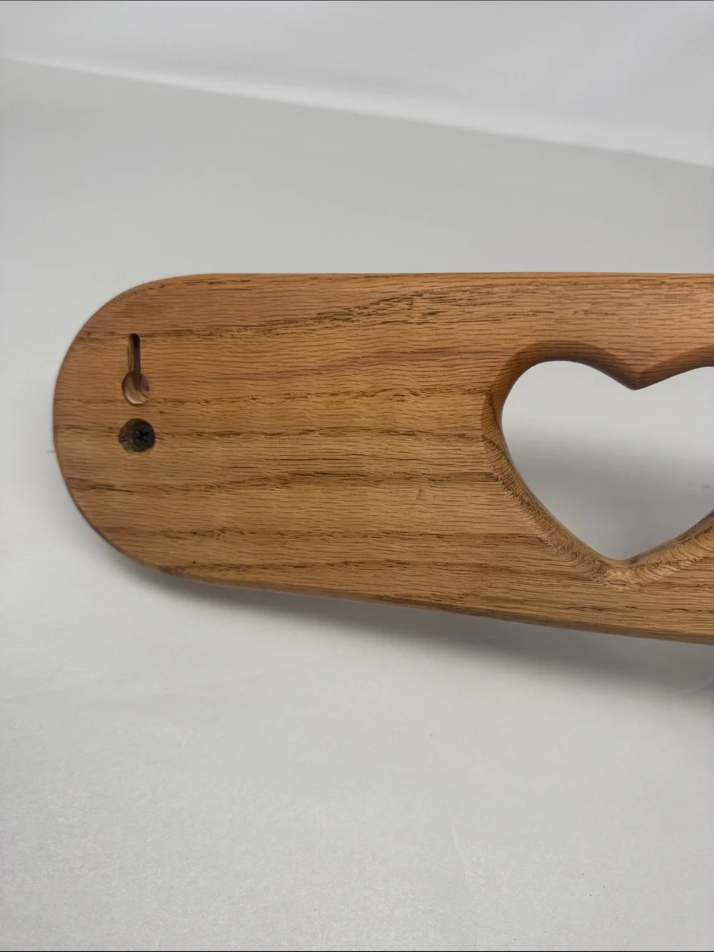 Wood Wall Hook Rack with Heart Cutout Oak Wall Hanging Cottagecore
